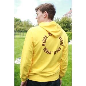 HYGGE Copenhagen Organic Cotton Men's Hoodie Yellow Scandinavian Pullover XL